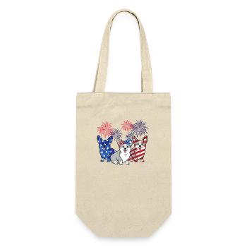 4th Of July American Flag Corgi Patriotic Dog - Gift Bag for Bottles - nature - Front