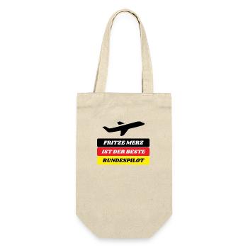 Fritze Merz ist der beste Bundespilot - Geschenkbeutel für Flaschen - Natur - Vorne