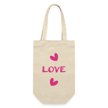 LIEBE. PAAR. ICH HABE GERADE GEHEIRATET. Junggesellinnenabschied. VALENTINSTAG. - Geschenkbeutel für Flaschen - Natur - Vorne
