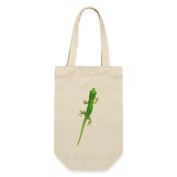 Grüner Gecko - Geschenkbeutel für Flaschen - Natur - Vorne