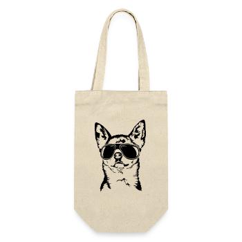 Chihuahua cool mit Sonnenbrille Hunde Wilsigns - Geschenkbeutel für Flaschen - Natur - Vorne