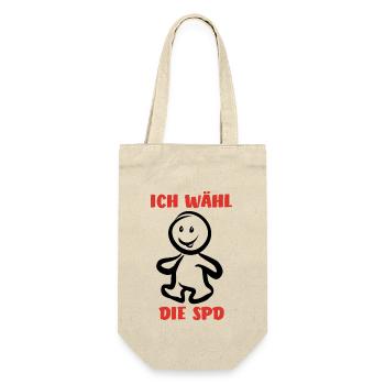 Ich wähl die SPD - Wähler - Stimme - Geschenkbeutel für Flaschen - Natur - Vorne