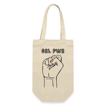 girl power Faust - Geschenkbeutel für Flaschen - Natur - Vorne