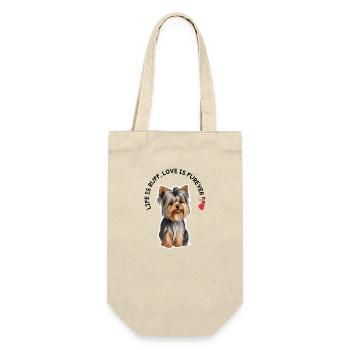 Life is Ruff, Love is Furever: Yorkie mit Herz - Gift Bag for Bottles - nature - Front