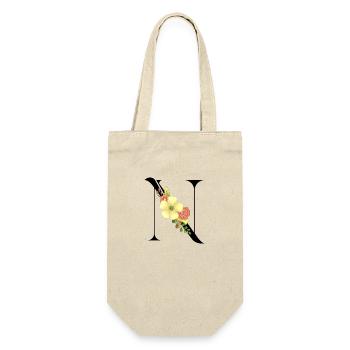 Elégante lettre 'T' avec des fleurs - Sac à bouteille - nature - Devant