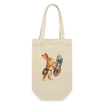 Hase bürstet einen Klettergriff - Geschenkbeutel für Flaschen - Natur - Vorne
