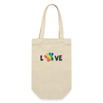 Love Regenbogen Tatzen Pfoten - Geschenkbeutel für Flaschen - Natur - Vorne