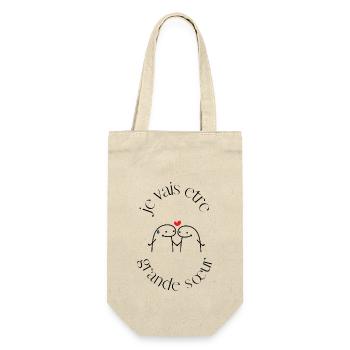 Ich werde eine große Schwester sein - Geschenkbeutel für Flaschen - Natur - Vorne