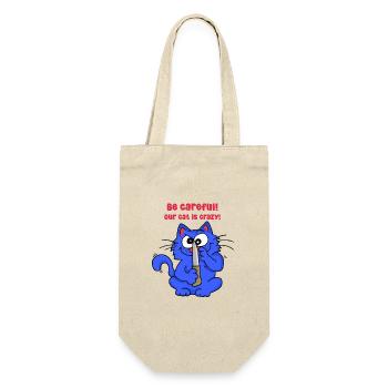 Be careful our cat is crazy - Geschenkbeutel für Flaschen - Natur - Vorne