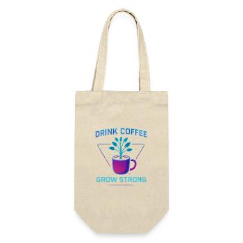 drink coffee grow strong - Geschenkbeutel für Flaschen - Natur - Vorne