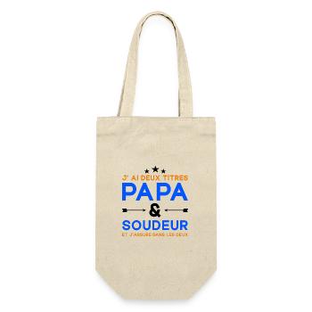 J'ai Deux Titres Papa et Soudeur Humour Soudure - Sac à bouteille - nature - Devant