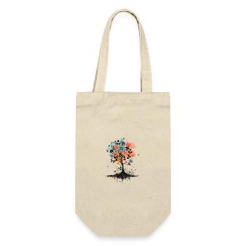 Colorful Floral Tree Minimal Painting - Gift Bag for Bottles - nature - Front