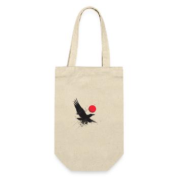 Black Bird Red Sun Silhouette Minimalist Art - Gift Bag for Bottles - nature - Front