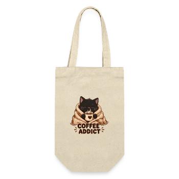 Katzen und Kaffee - Geschenkbeutel für Flaschen - Natur - Vorne