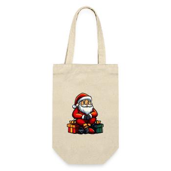 Weihnachtsmann Weihnachten Geschenke - Geschenkbeutel für Flaschen - Natur - Vorne