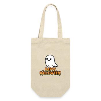Happy Halloween Geist - Geschenkbeutel für Flaschen - Natur - Vorne