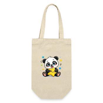Panda Sternenfreund - Geschenkbeutel für Flaschen - Natur - Vorne