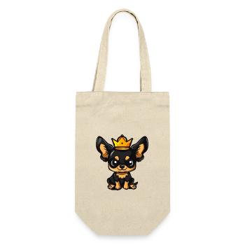 Chihuahua Hunde Comic Krone - Geschenkbeutel für Flaschen - Natur - Vorne