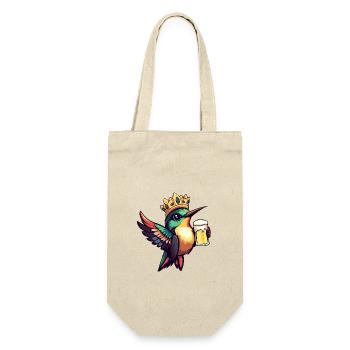 Kolibri Vogel Bier Lustig - Geschenkbeutel für Flaschen - Natur - Vorne