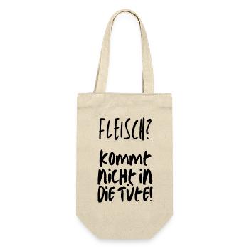 Veganer Geschenke Vegetarier Fleisch Nein Danke - Geschenkbeutel für Flaschen - Natur - Vorne
