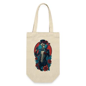 Squelette avec costume et chapeau et roses Cool Comic - Sac à bouteille - nature - Devant