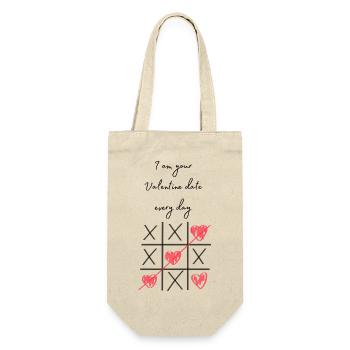 Valentinstag - I am your Valentine date every day - Geschenkbeutel für Flaschen - Natur - Vorne
