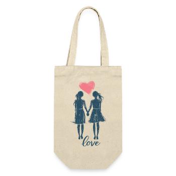 Frauen Liebe Herz Valentinstag LGBTQ - Geschenkbeutel für Flaschen - Natur - Vorne
