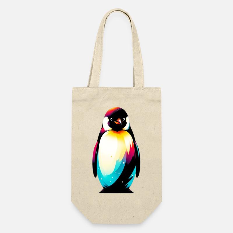 Pinguin - Geschenkbeutel für Flaschen - Natur