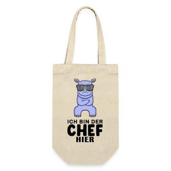 Chef Spruch mit Nashorn Motiv - Geschenkbeutel für Flaschen - Natur - Vorne