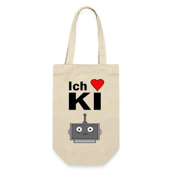 Ich liebe KI - Geschenkbeutel für Flaschen - Natur - Vorne