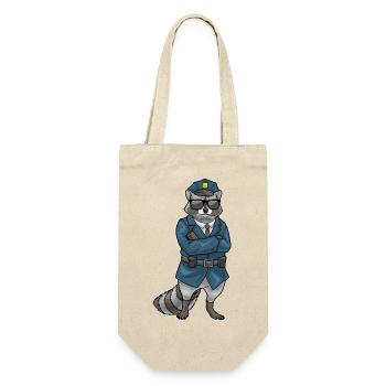 Waschbär Polizist Sonnenbrille Polizei - Geschenkbeutel für Flaschen - Natur - Vorne