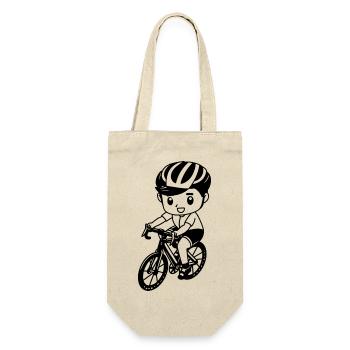 Fahrradfahrer Junge - Geschenkbeutel für Flaschen - Natur - Vorne
