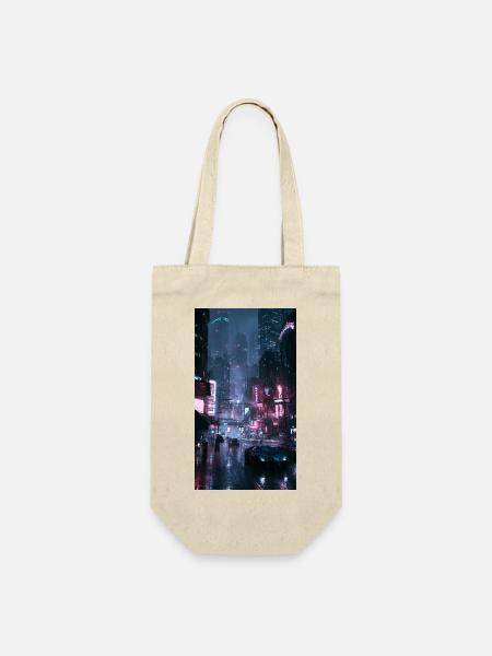 Neonregen-Stadt Neonlicht - Geschenkbeutel für Flaschen - Natur