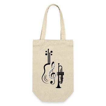 Musiknoten Musik Musiker Notenschlüssel Noten - Geschenkbeutel für Flaschen - Natur - Vorne