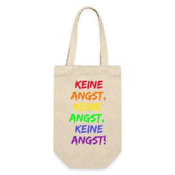 KEINE ANGST, MUT GEGEN RECHTS, WIDERSTAND, FCK NZS - Geschenkbeutel für Flaschen - Natur - Vorne
