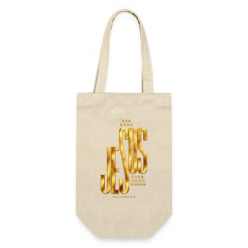 Der Name Jesus hat Kraft Jesus Geschenkidee - Geschenkbeutel für Flaschen - Natur - Vorne