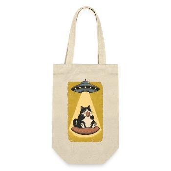 Katzenpause im UFO Strahl - Geschenkbeutel für Flaschen - Natur - Vorne
