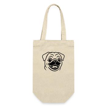 TinyPaws Black & White Edition Mops Style b - Geschenkbeutel für Flaschen - Natur - Vorne