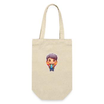 Cute Anime Boy - Geschenkbeutel für Flaschen - Natur - Vorne