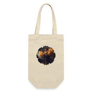 Frau mit Blumen-Design - Geschenkbeutel für Flaschen - Natur - Vorne