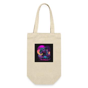 Tiger with neon colors, synthwave / 80s - Gift Bag for Bottles - nature - Front