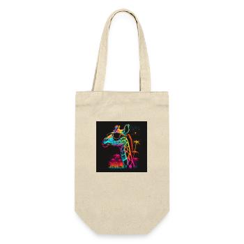 Giraffe with neon colors, synthwave / 80s - Gift Bag for Bottles - nature - Front