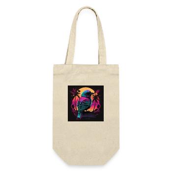 Bird with neon colors, synthwave / 80s - Gift Bag for Bottles - nature - Front