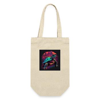 Turtle in neon colors 80s synthwave style - Gift Bag for Bottles - nature - Front