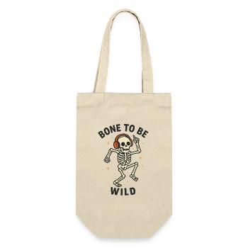 Bone to be Wild–Lustiges Halloween Skelett Design - Geschenkbeutel für Flaschen - Natur - Vorne