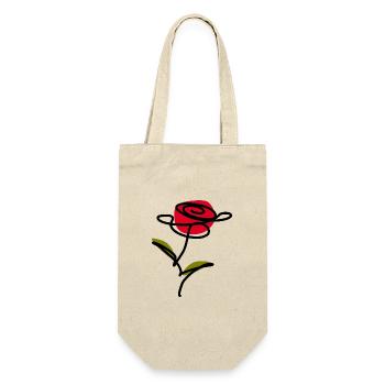 Blume rot one line art Geschenk Muttertag - Geschenkbeutel für Flaschen - Natur - Vorne