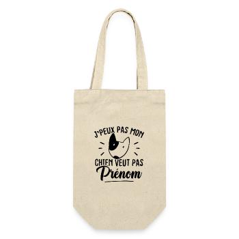 Ich kann nicht mein Hund will keinen Vornamen - Geschenkbeutel für Flaschen - Natur - Vorne