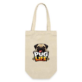 Pug Life Cartoon-Emblem - Geschenkbeutel für Flaschen - Natur - Vorne