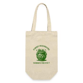 Oubliez les trèfles, où est le pot, lutin heureux - Sac à bouteille - nature - Devant
