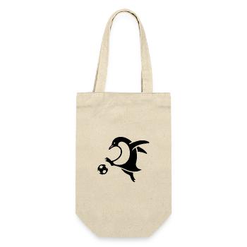 Pinguin Fußballer Silhouette Minimalistisch - Geschenkbeutel für Flaschen - Natur - Vorne